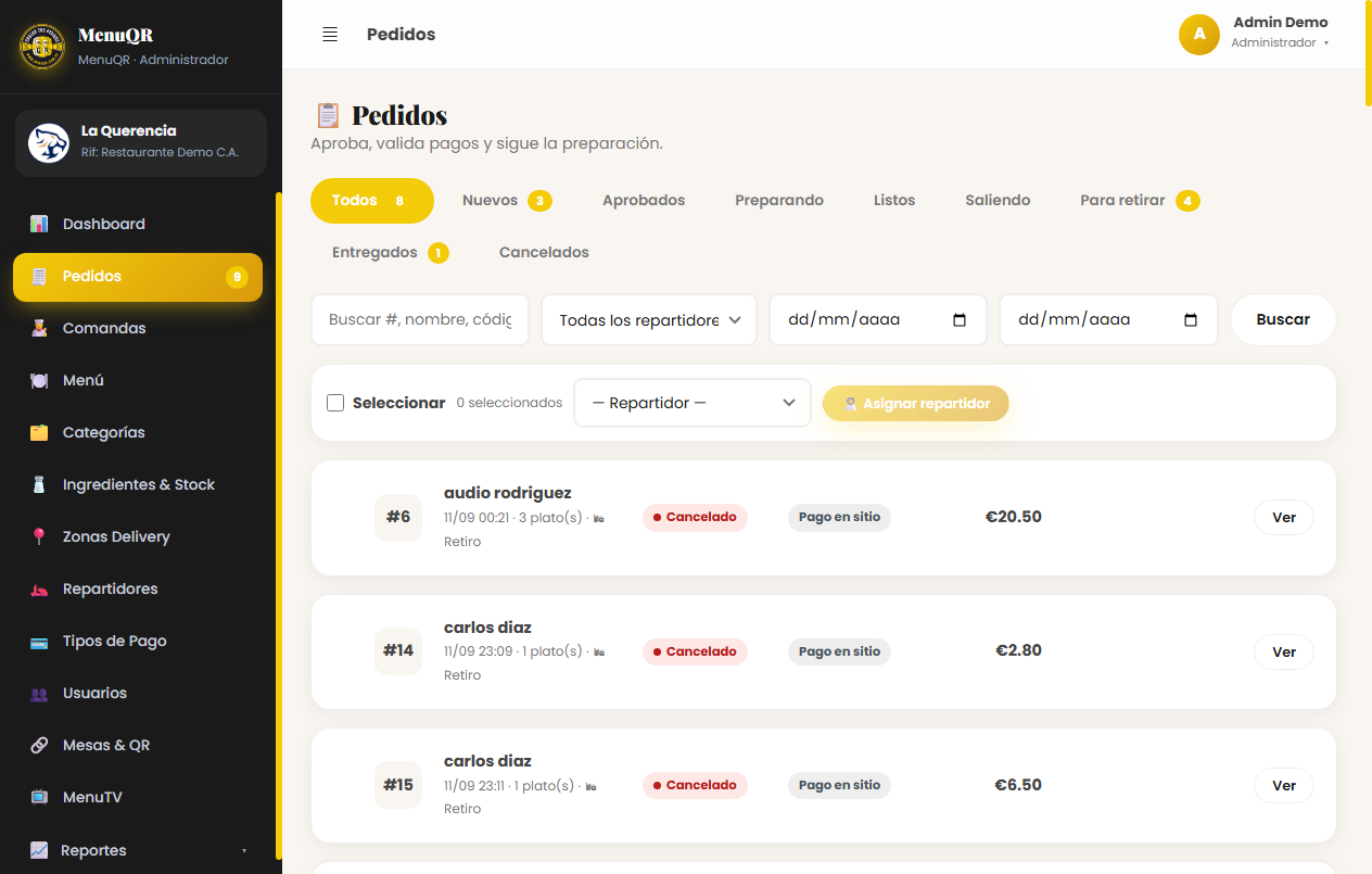Captura: Pedidos